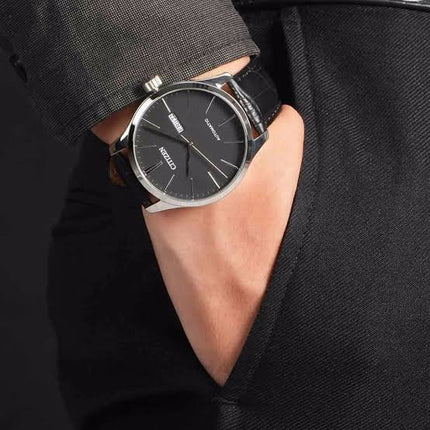 Citizen NH8350-08E Automatic Men Elegant Black Dial Black Leather Strap