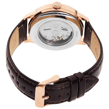 Orient Classic RA-AS0102S Automatic Sun & Moon Open Heart White Dial Brown Leather Strap
