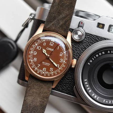 Oris Big Crown Pointer Date 01-754-7741-3166-07-5-20-74BR Men Brown Dial Brown Leather Strap