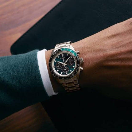 Seiko Prospex HBJ003P1 Speedtimer Solar Chronograph Racing Green Dial Stainless Steel Band