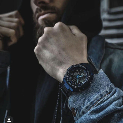 Casio G-Shock G-Steel GST-S300G-1A2DR Tough Solar Blue Case Black Rubber Strap