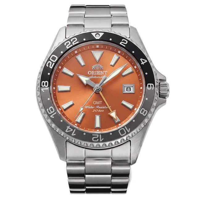 Orient Mako GMT Automatic RA-BC0004Y Orange Dial Stainless Steel