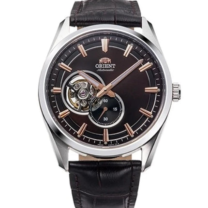 Orient Contemporary RA-AR0005Y Open Heart Automatic Men Dark Brown Dial Black Leather Strap