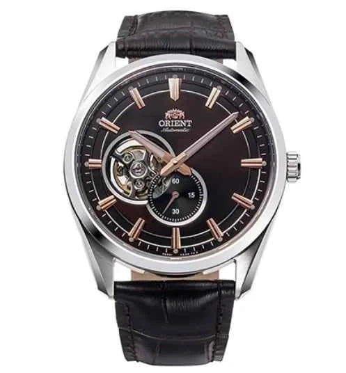 Orient Contemporary RA-AR0005Y Open Heart Automatic Men Dark Brown Dial Black Leather Strap