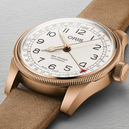 Oris Big Crown Pointer Date Father Time Limited Edition 01 754 7741 3161-Set White Dial Brown Leather Strap