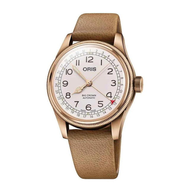 Oris Big Crown Pointer Date Father Time Limited Edition 01 754 7741 3161-Set White Dial Brown Leather Strap