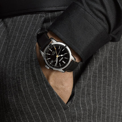 Seiko Presage SPB447J1 GMT Craftsmanship Series Urushi Black Lacquer Dial Black Leather Strap