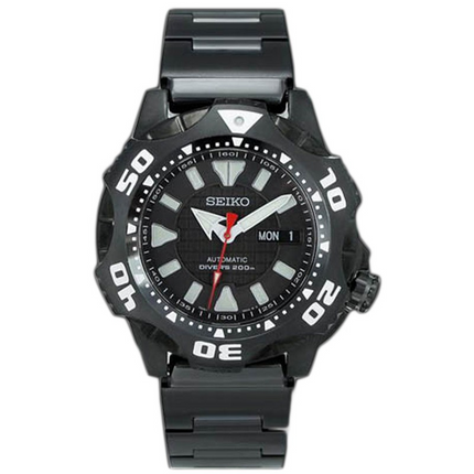 Seiko Automatic SKZ285K1 Samurai Shurikane Diver 200M Black Dial Black Stainless Steel Strap