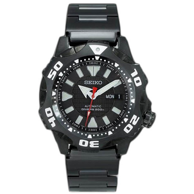 Seiko Automatic SKZ285K1 Samurai Shurikane Diver 200M Black Dial Black Stainless Steel Strap