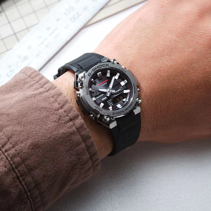 Casio G-Shock GST-B600-1ADR G-Steel Smallest Tough Solar Digital Analog Dial Black Resin Band