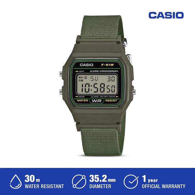 Casio Jam Tangan Pria Digital F-91WF-3ADF