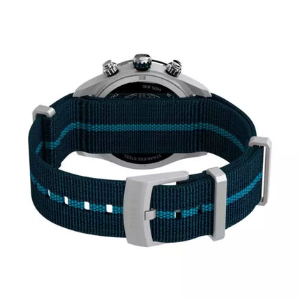 Timex Waterbury TW2Y39000 Men Heritage Chronograph Blue Dial Blue Fabric Strap