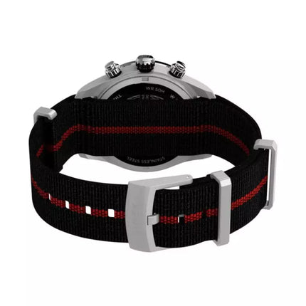 Timex Waterbury TW2Y38900 Men Heritage Chronograph Black Dial Black Fabric Strap