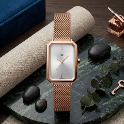 Tissot SRV 30mm T-Classic T160.110.33.033.00 Ladies Silver Dial Rose Gold Stainless Steel Strap