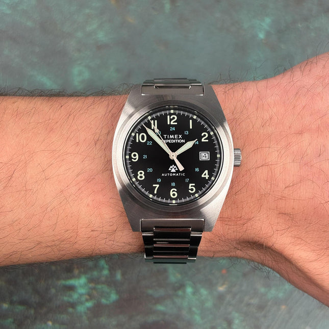 Timex Expedition TW2Y39600 Men Automatic Capstone Black Dial Stainless Steel Strap